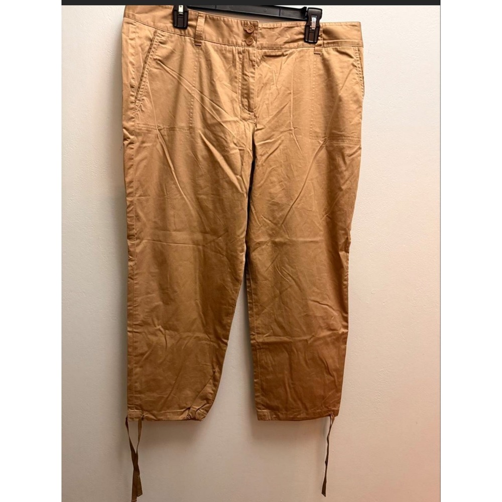 Talbots Women's Tan‎ Solid Pants Button Closure/Accents Regular Size 16 - Picture 2 of 4